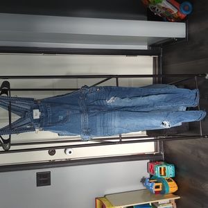 Women's distressed overalls